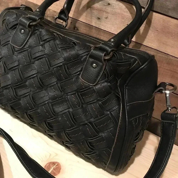 Mellie Bianco Sydney Double Handle Woven Satchel Bag - Picture 2 of 5